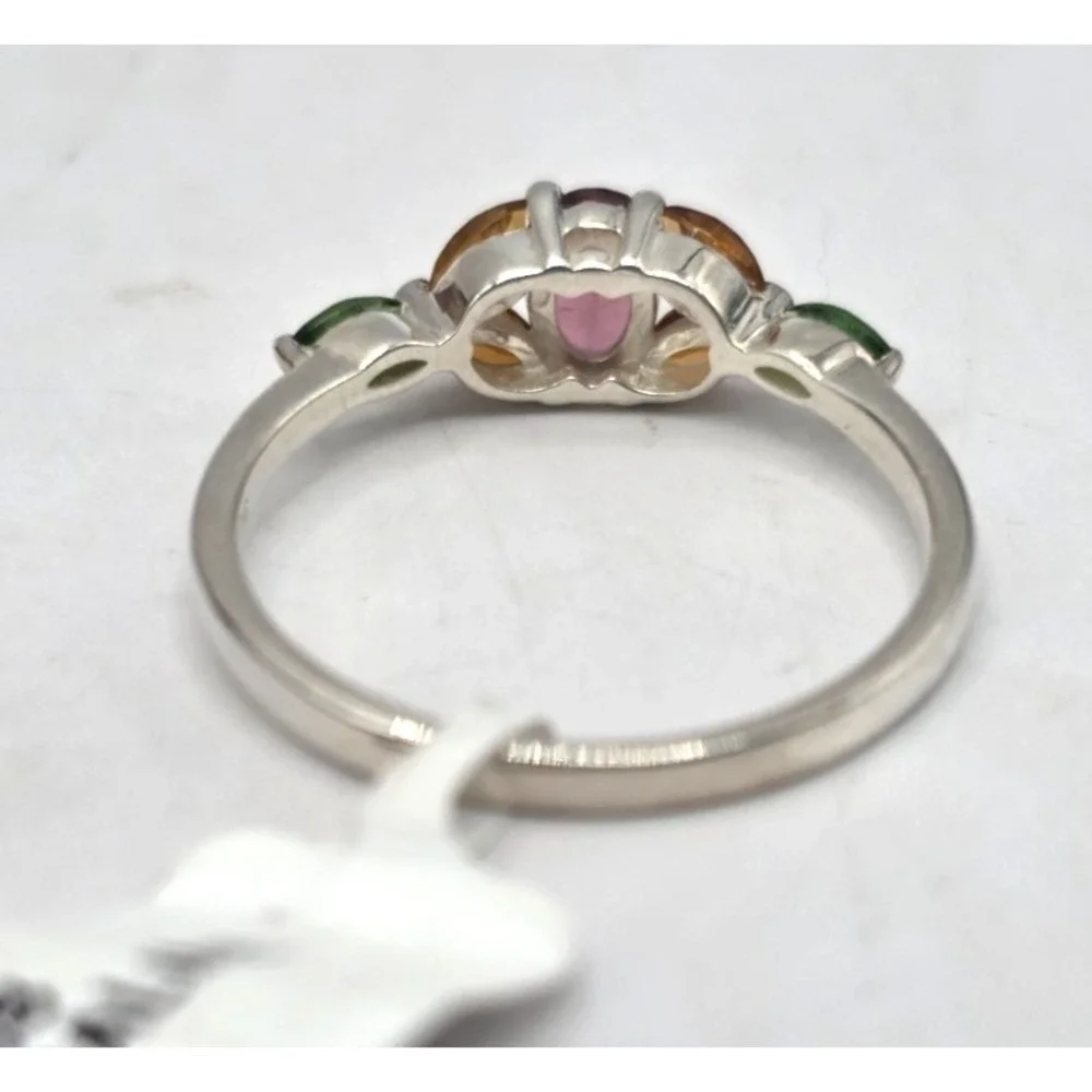 Tourmaline Gemstone Ring Size 8 Sterling Silver Handmade Flowers Dainty‎ NWT